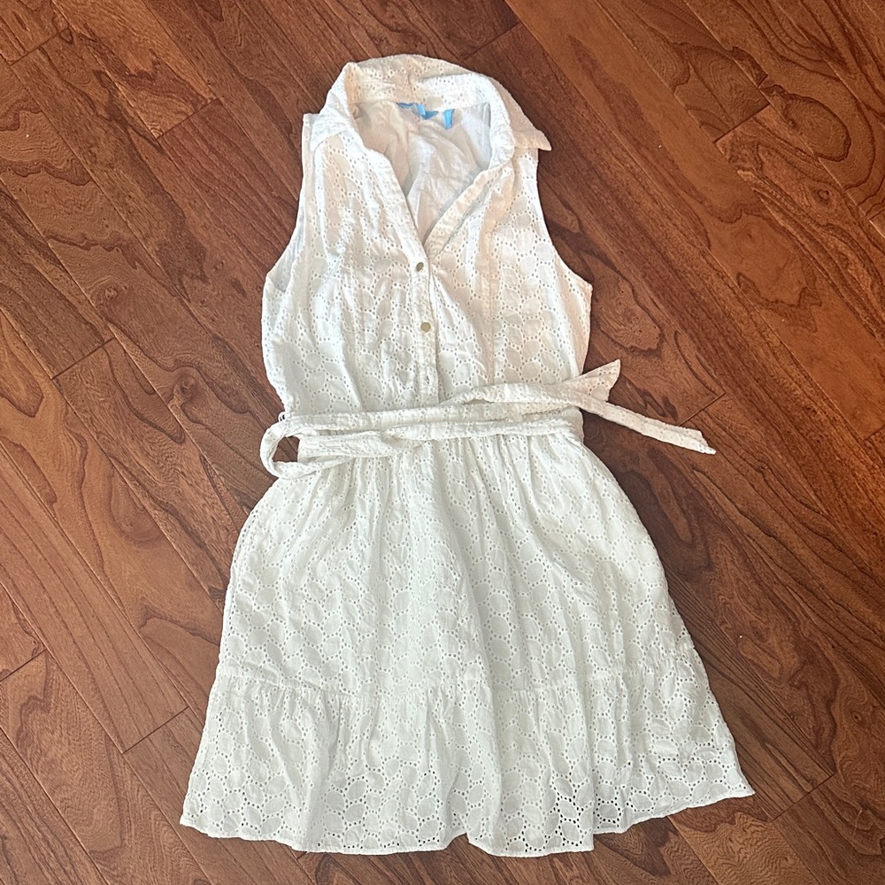 Draper James White Sleeveless Eyelet Dress